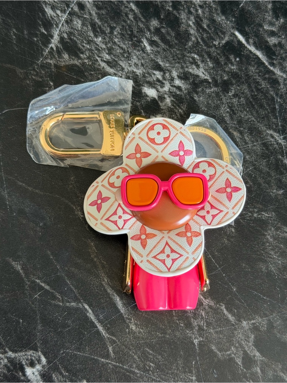 Louis Vuitton-Pink Flower Bag Charm Keychain